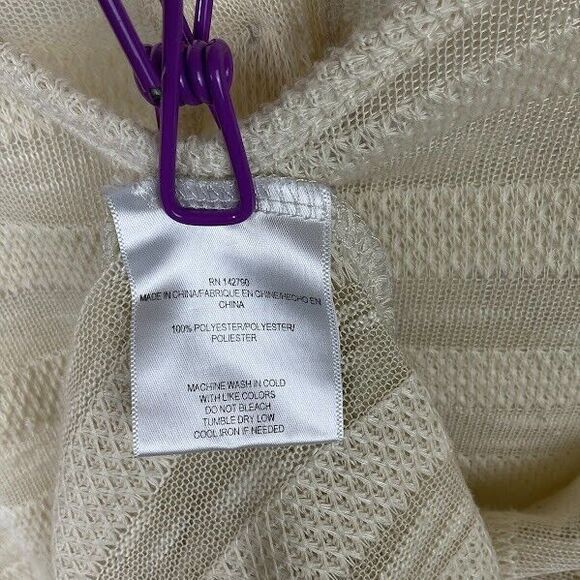 BCBG Maxazria XL Tunic Blouse Shirt Ivory Gold Button 3/4 Sleeve Semi Sheer - Picture 5 of 7